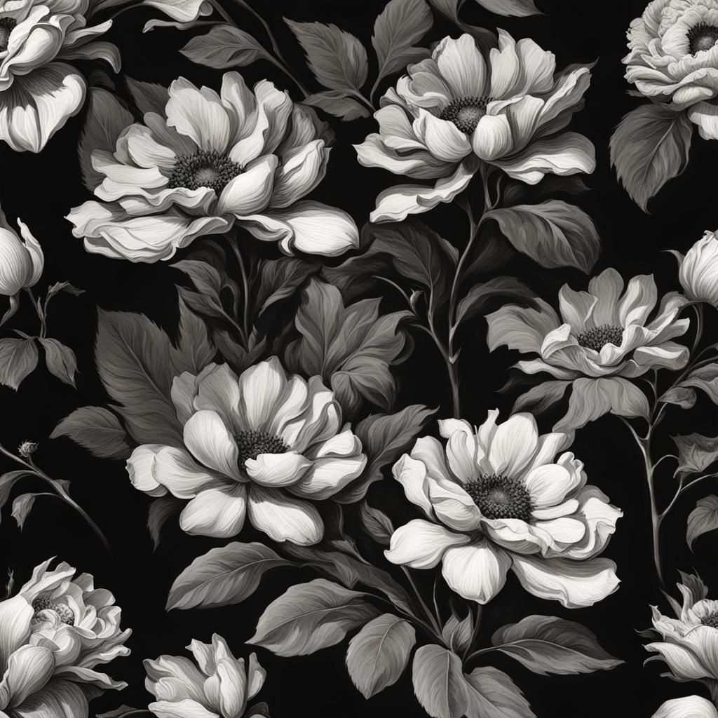 Chiaroscuro art style of flowers