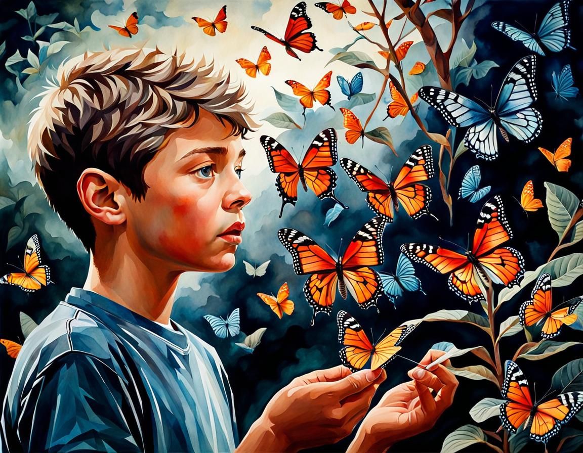 The Young Naturalist : Inspired by Farmer Gill @Farmer_Gill123, Boy and Butterflies