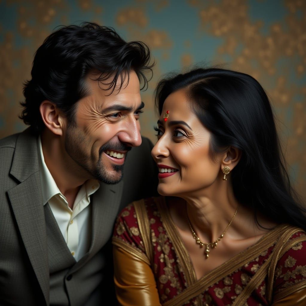 A Smiling Man and Frowning Woman, Surreal Style