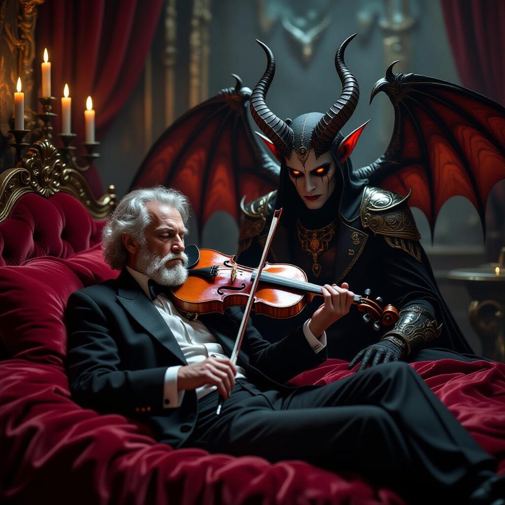 Violinist's Last Serenade: A Dark Fantasy Scene