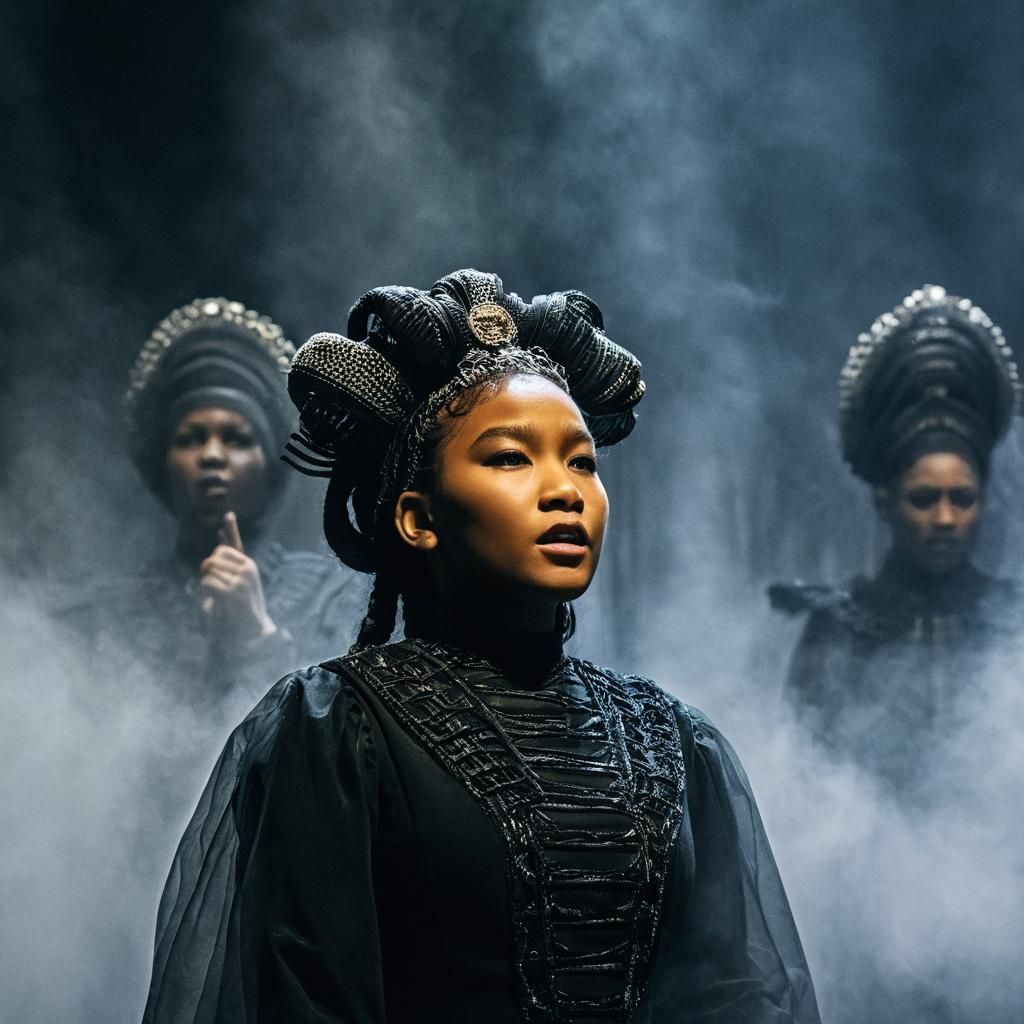 Surrealist Portrait of Singer on Stage in Dark Fantasy