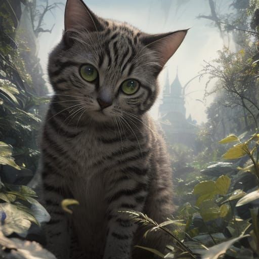 Magic Realism Cat with Unusual Eyes, High Resolution