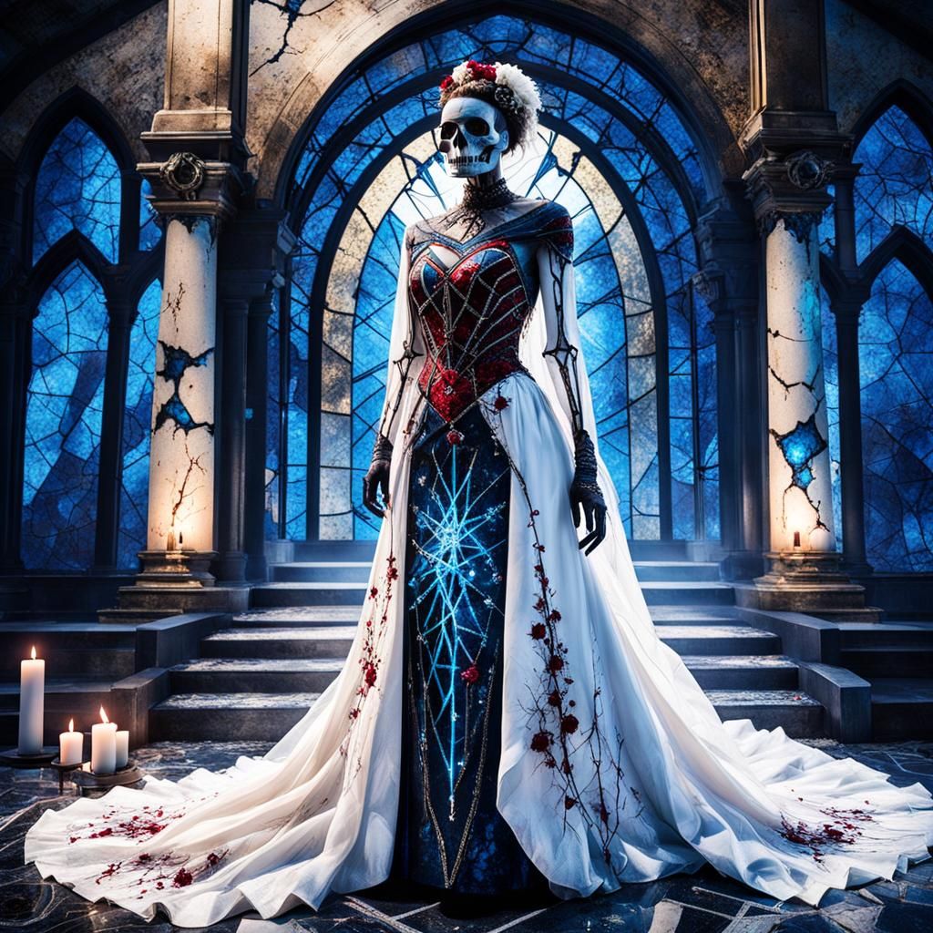 Macabre Crystal Bride with Glowing Runes
