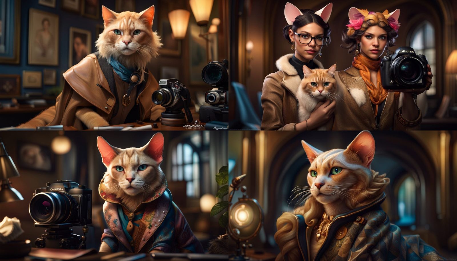 Chimera Cat Fashion Model in Pixar Style