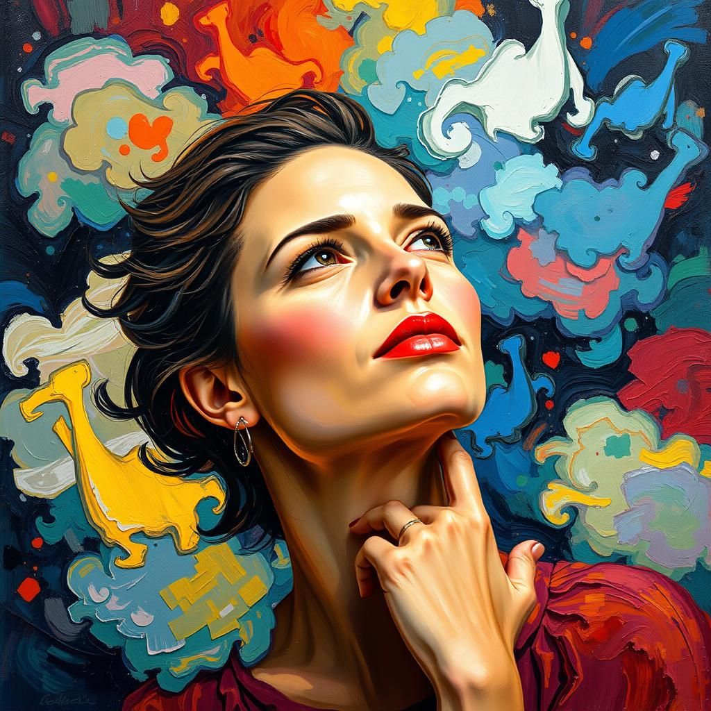 Colorful Portrait in Expressionist Impasto Style