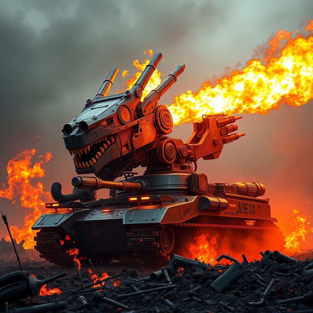 Cyberpunk Inferno: Flamethrower Dragon's Wrath