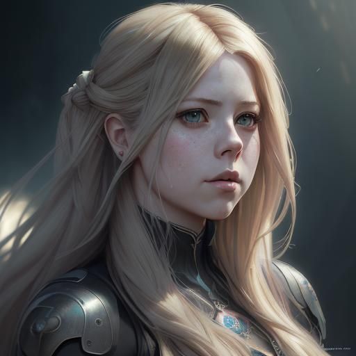 Hyperdetailed Portrait of Avril Lavigne in Digital Art Style