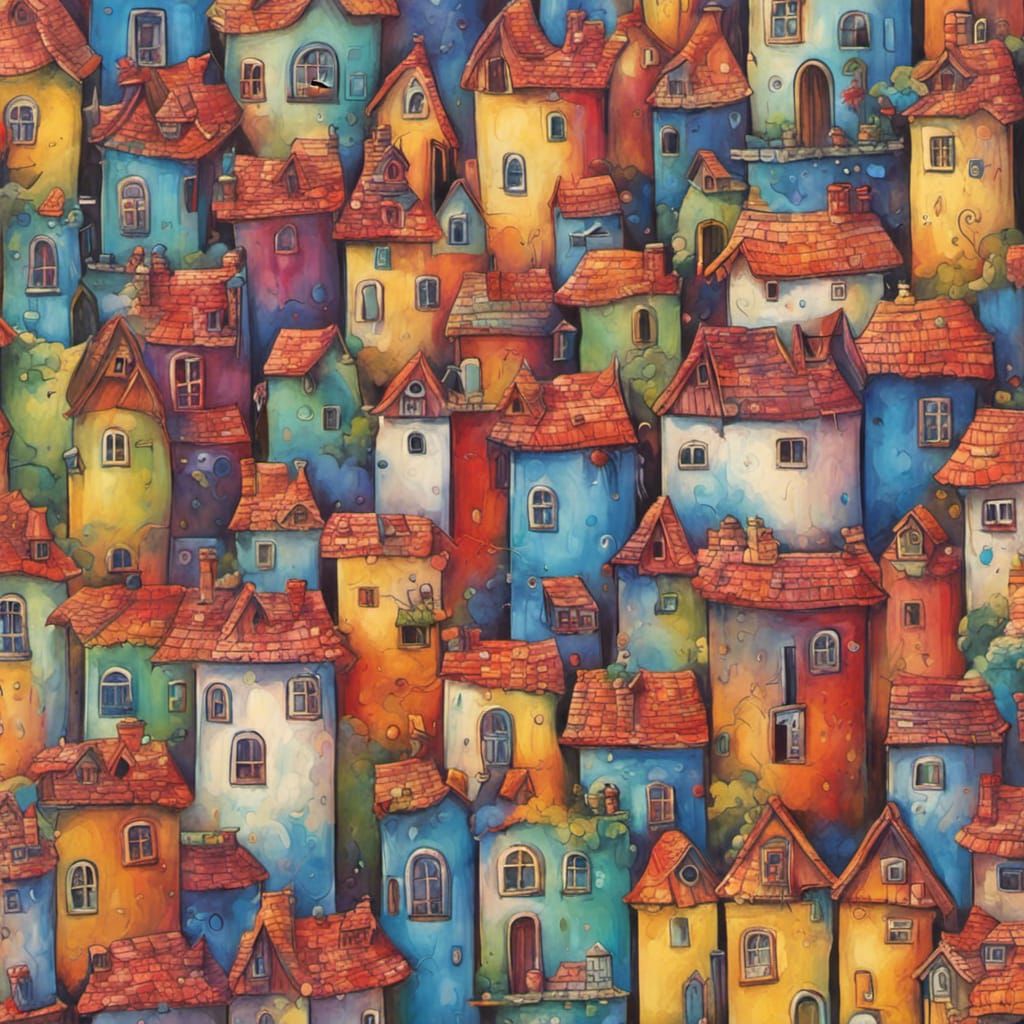 Enchanting Fairy Town in Abstract Art Style