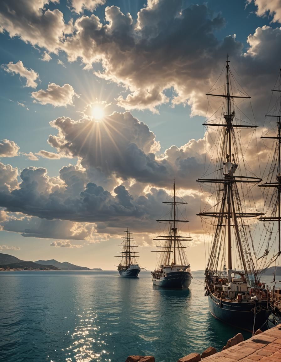 Massive Ship Arrives in Olbia: Vivid Digital Art