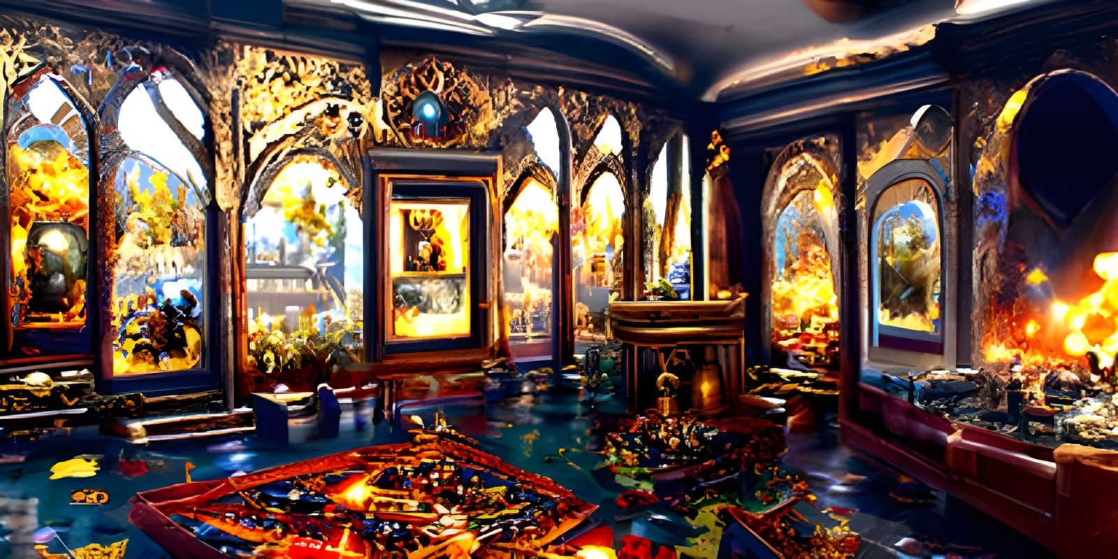 Ornate Fantasy Palace Interior in Digital Painting Style