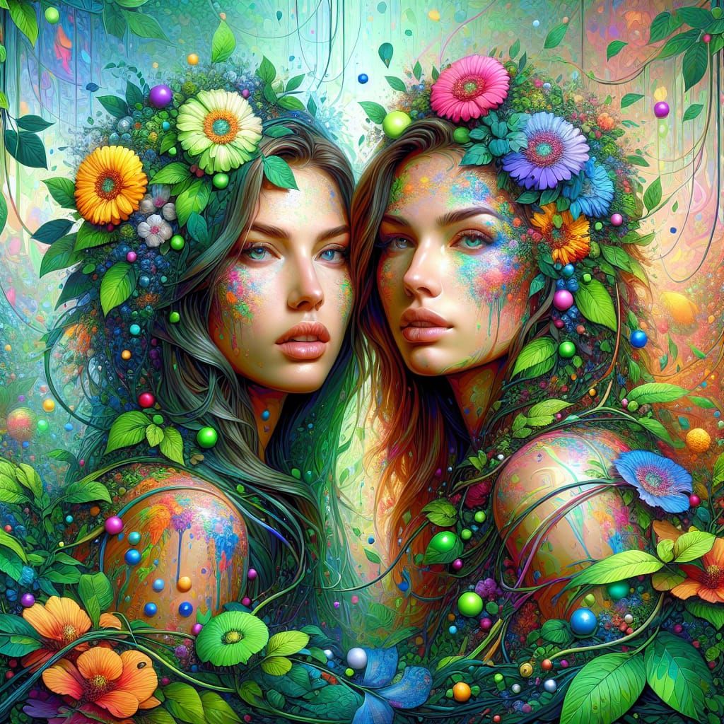 Colorful Street Art of Women at Music Festival