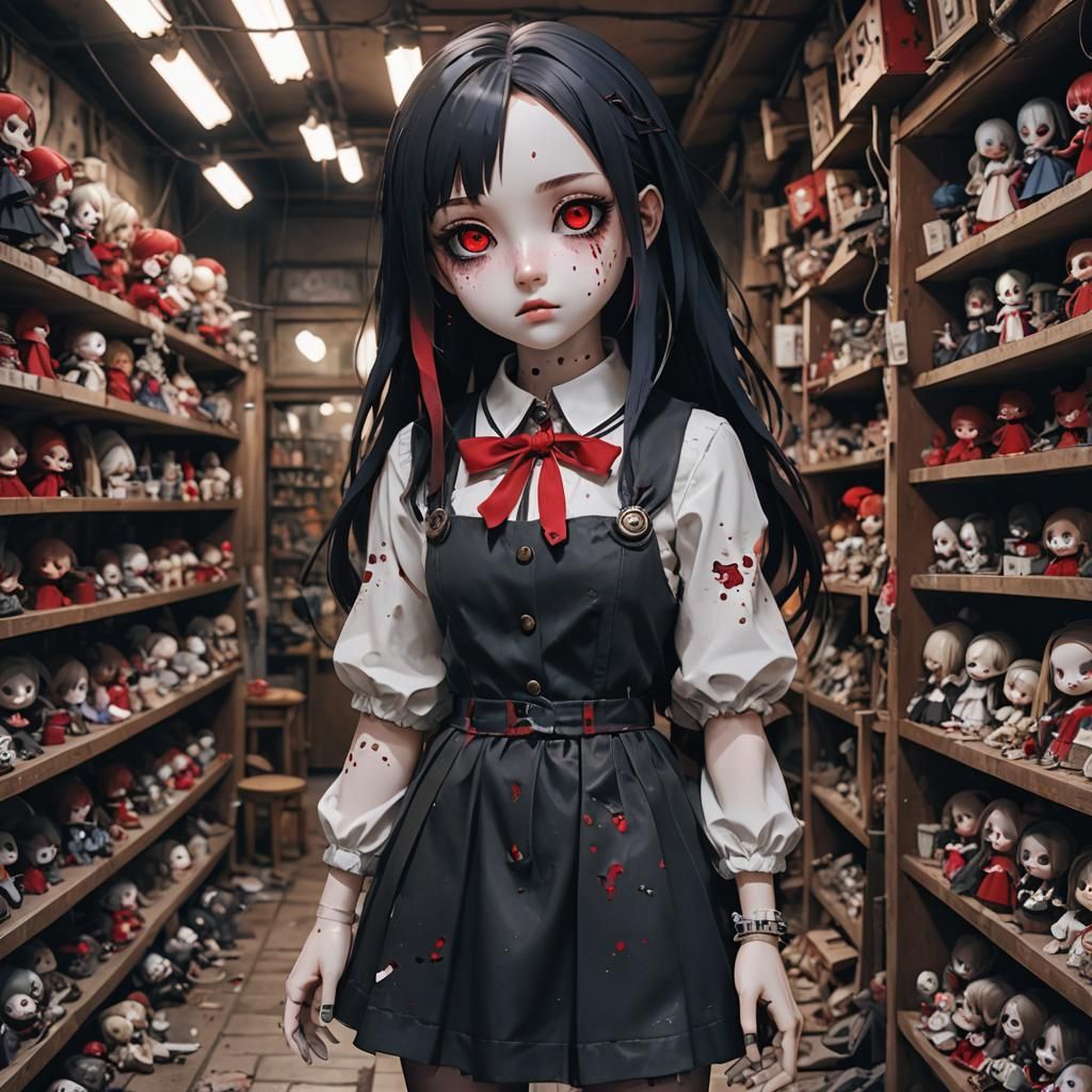 Creepy Anime Doll in Abandoned Toy Shop