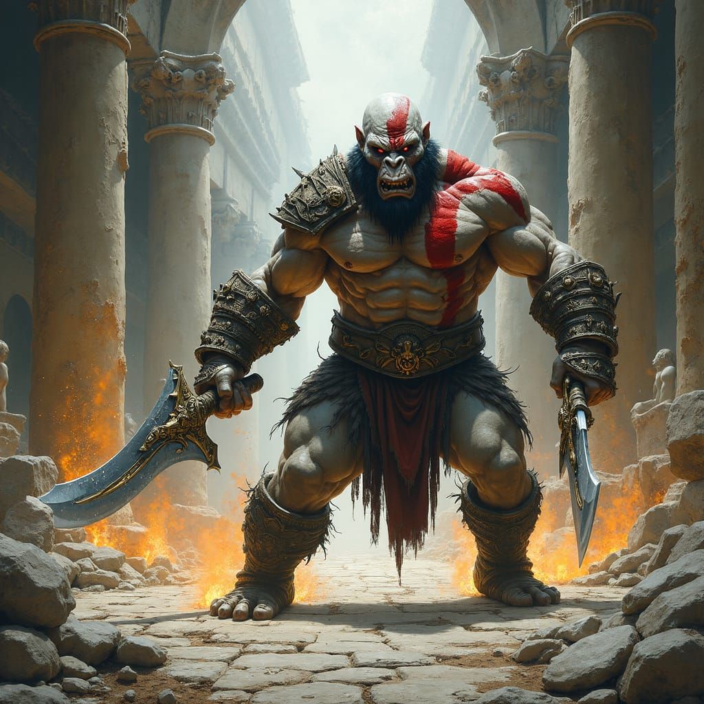 Gorilla Warrior Combines Kratos' Fury with Ancient Greek Mig...