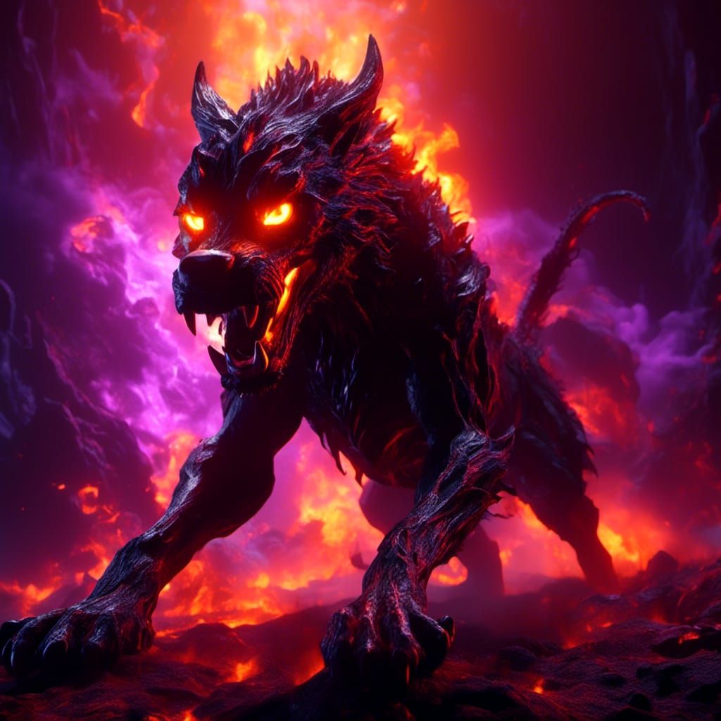 Infernal Hound Portrait in Dark Fantasy Style