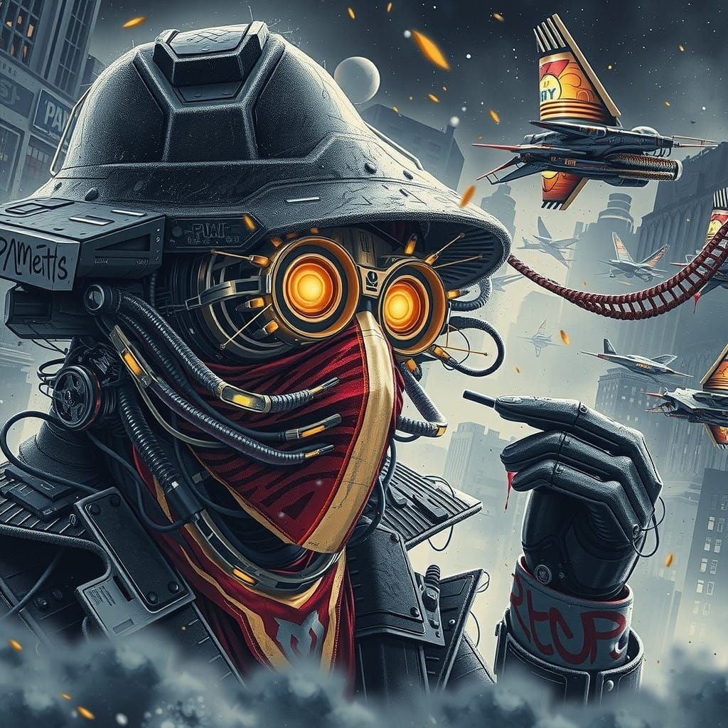 Cyberpunk Cityscape at Dusk, in Hyperrealistic Oil Gouache a...