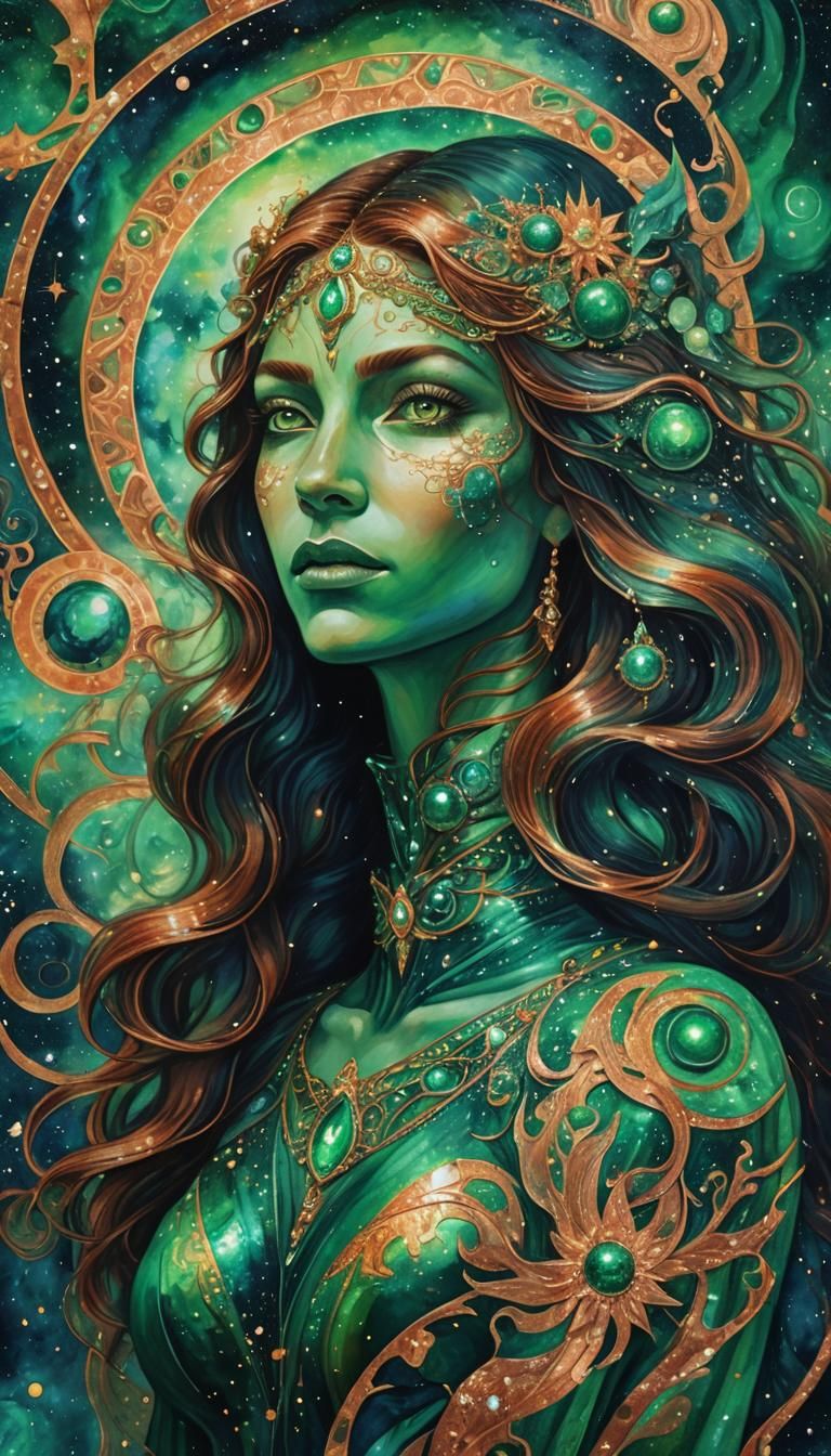 Celestial Copper Mountain Mistress in Astral Landscape
