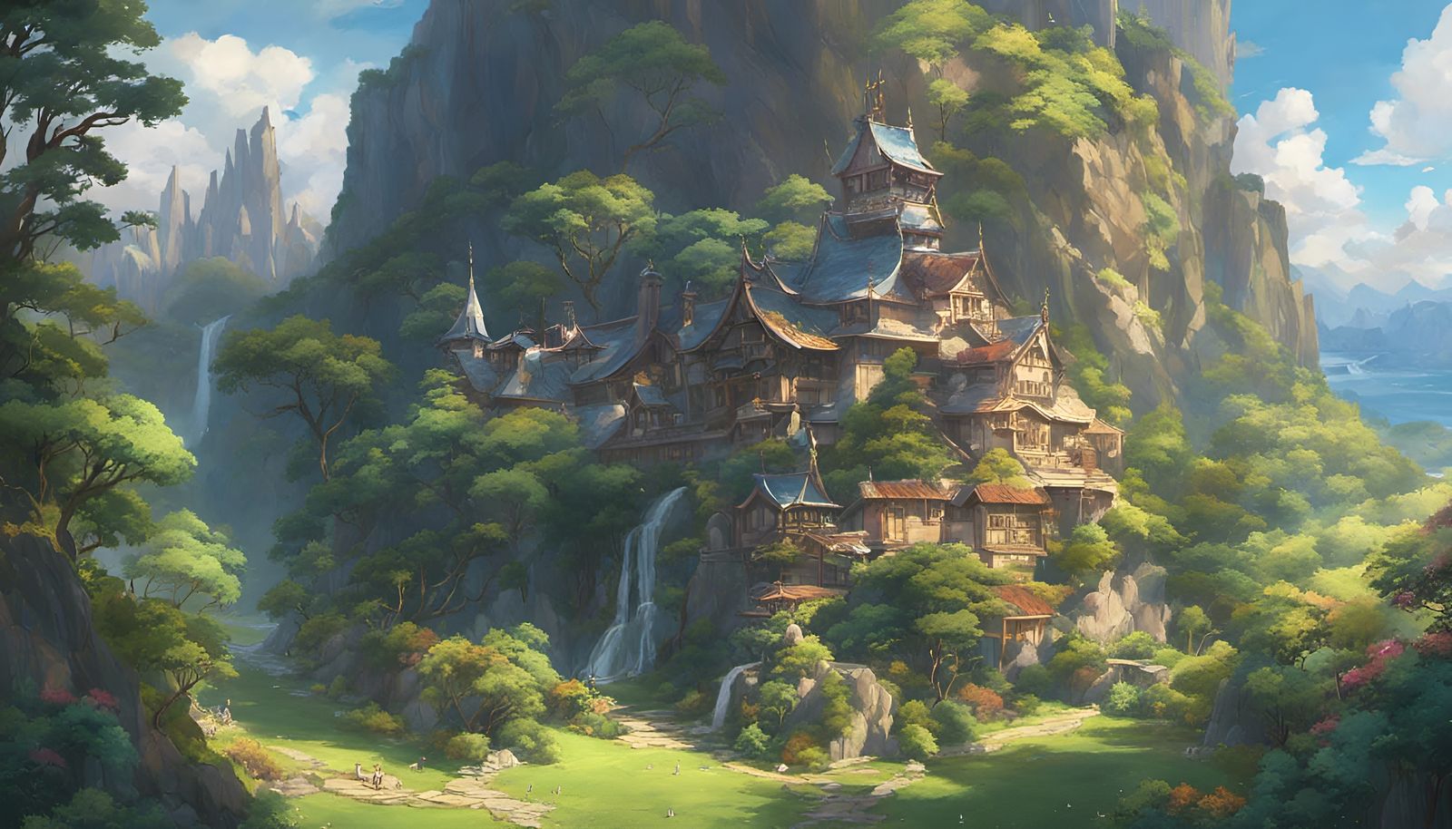 Old castle in the side of a mountain