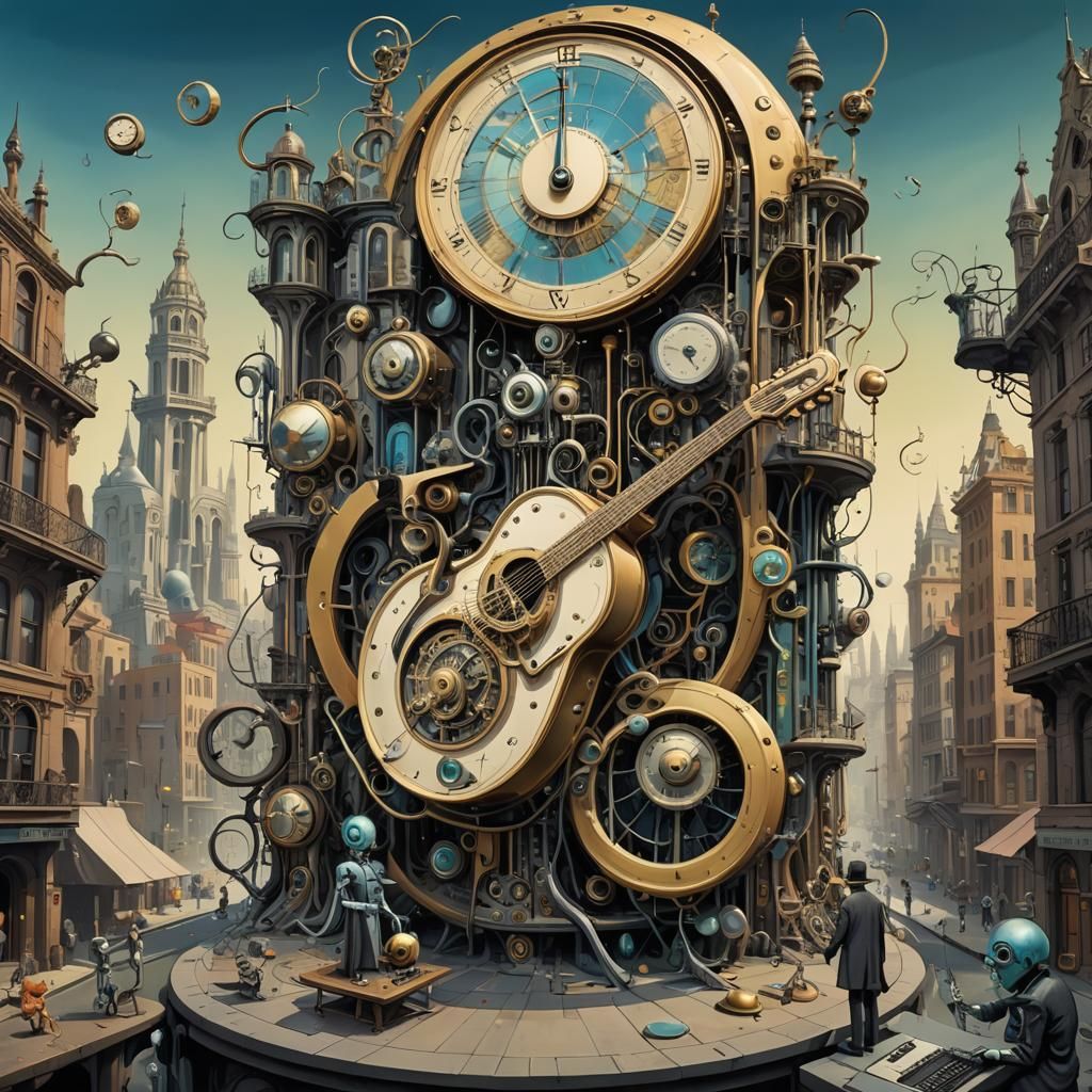 Surreal Biopunk Robot Jazz Fusion in 3D