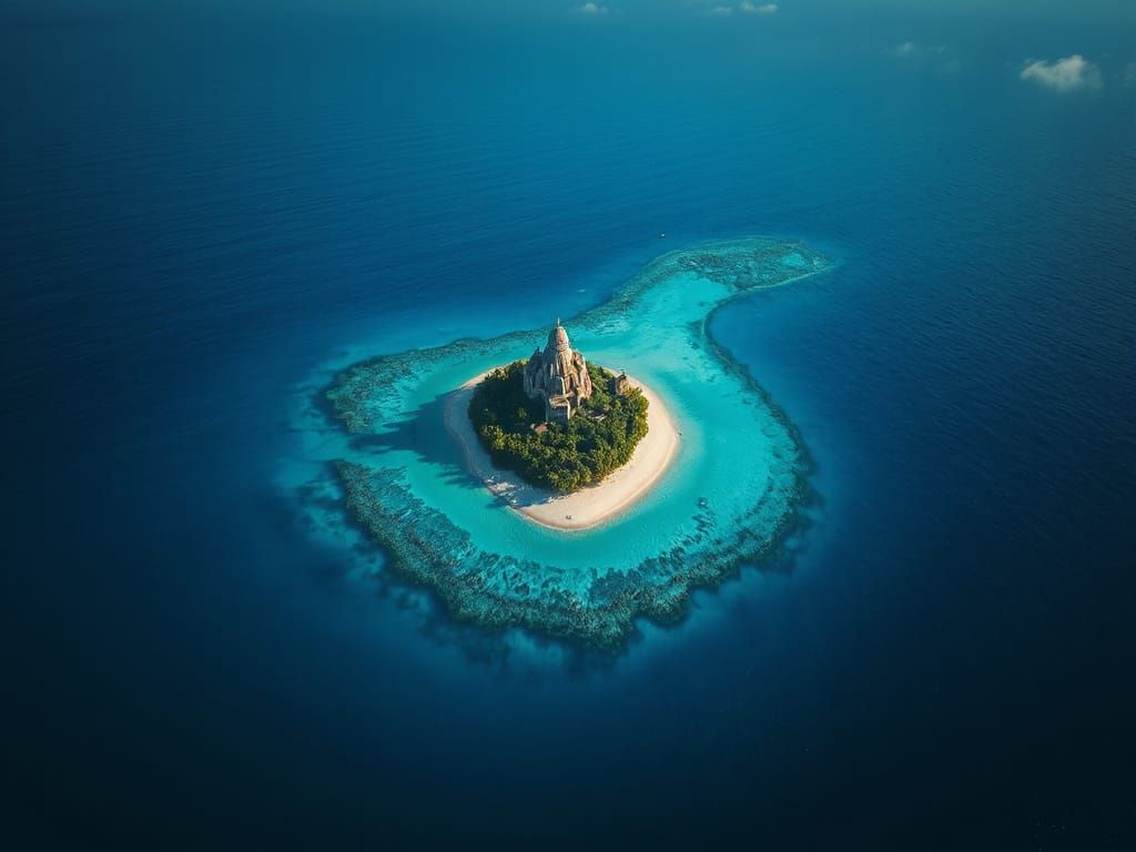 Tropical Atoll Bird's Eye View in 8K