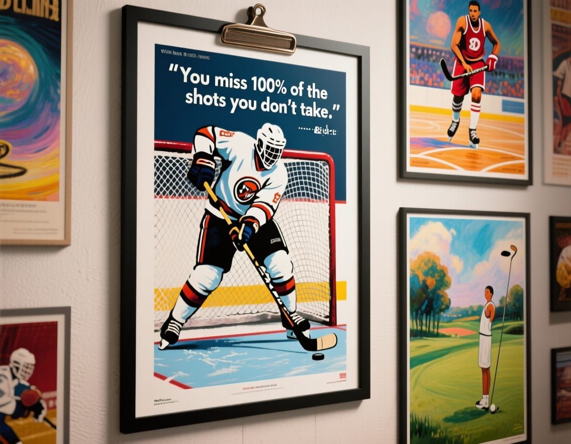 Banksy-Inspired Hockey Poster: Player Scores Goal
