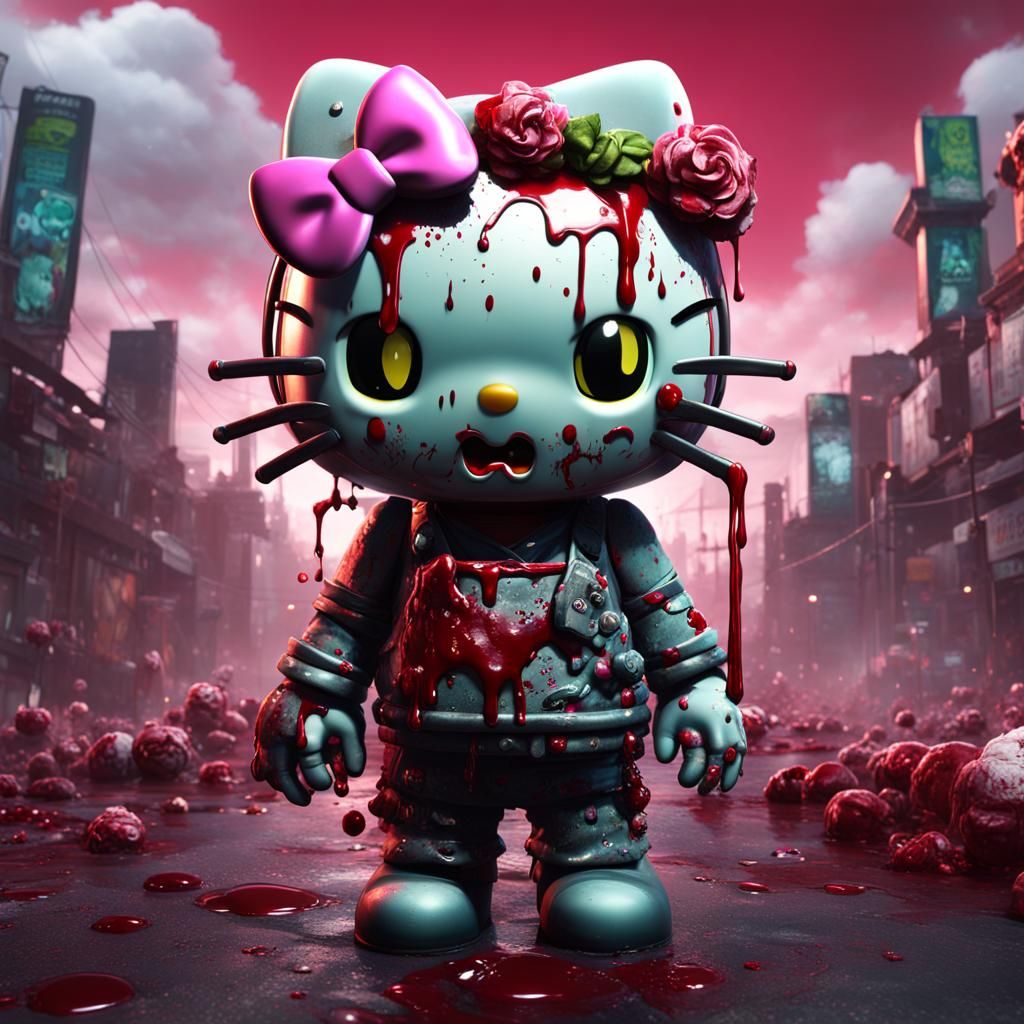 Hello Kitty Zombie in Detailed Matte Painting