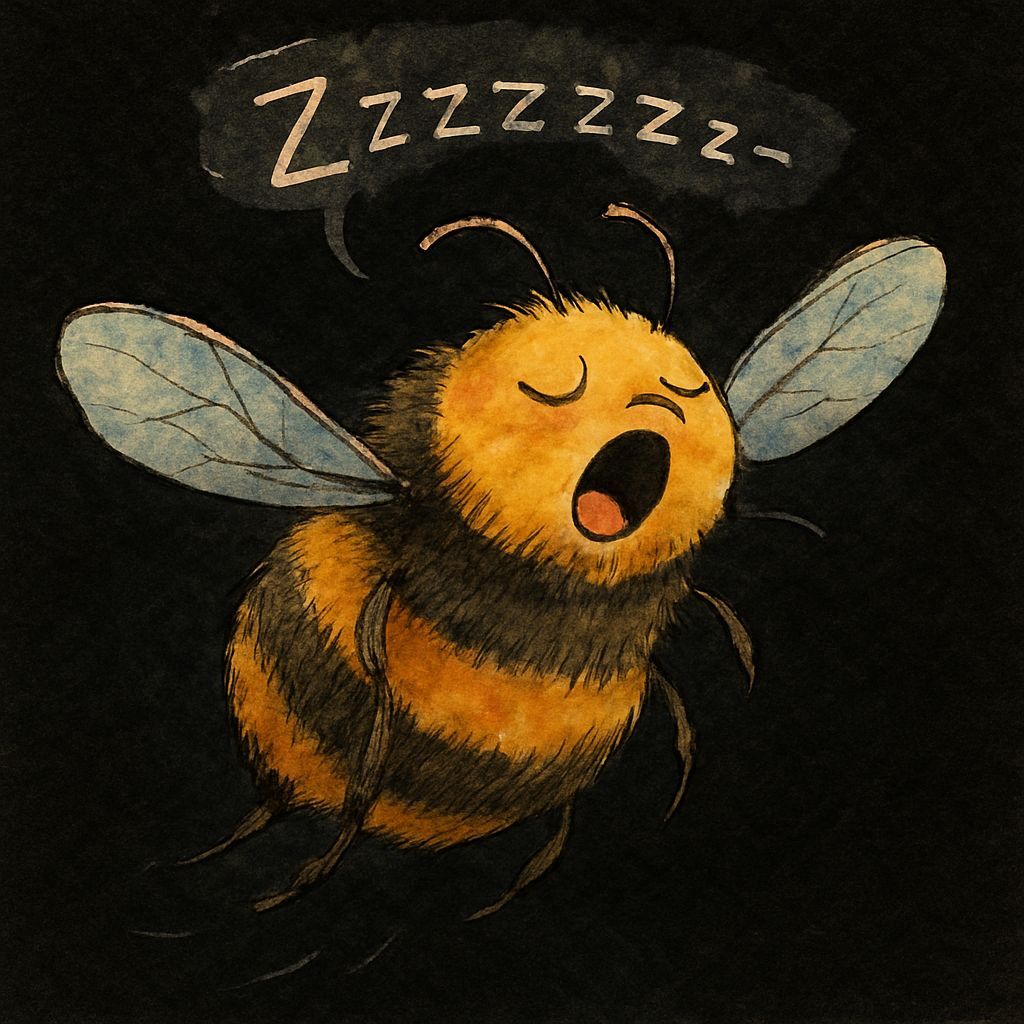 Sleepy Bumblebee Yawning in Watercolour