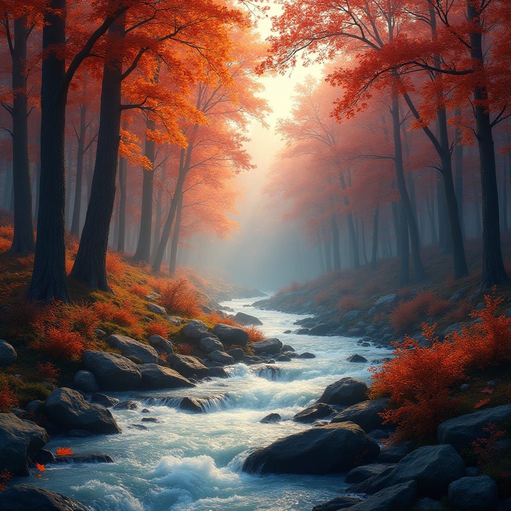Golden Autumn Forest in Ethereal Light
