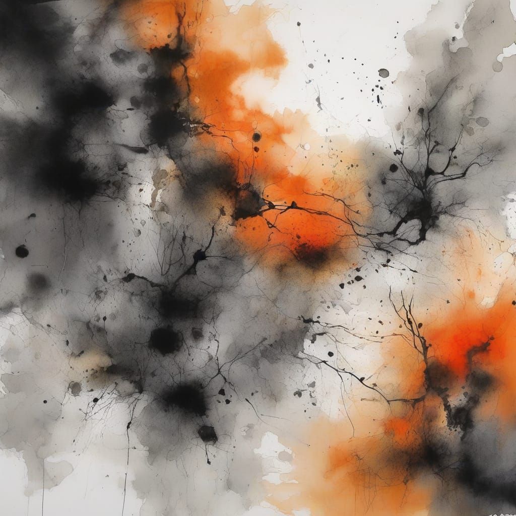 Moonlit Lichen Landscape in Ink Wash Style