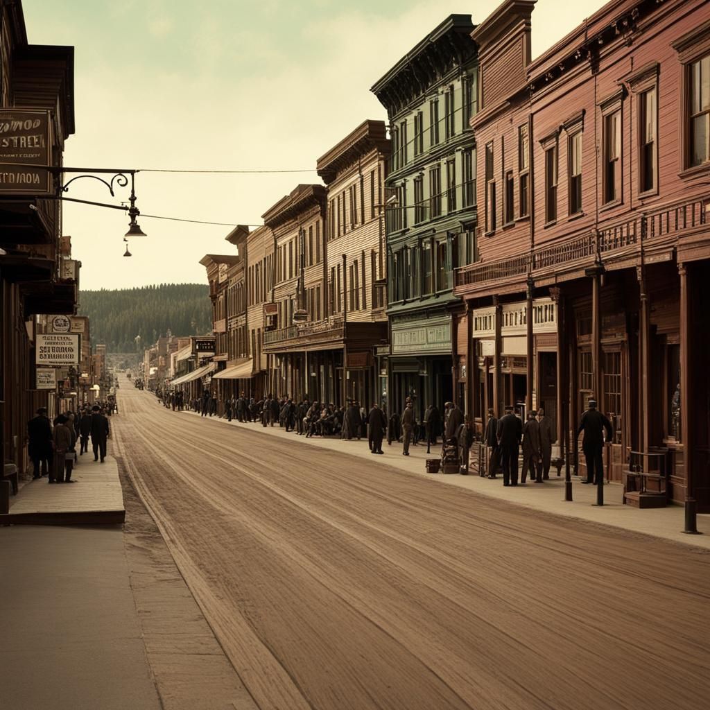 Deadwood, Dakota Territory Main Street, Colorized