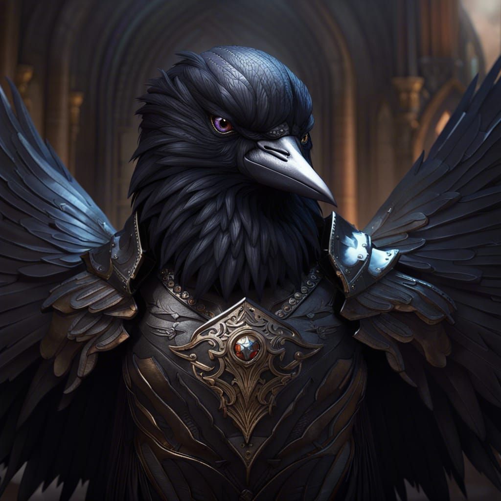 Detailed Raven Aarakocra Rogue in High Fantasy Style