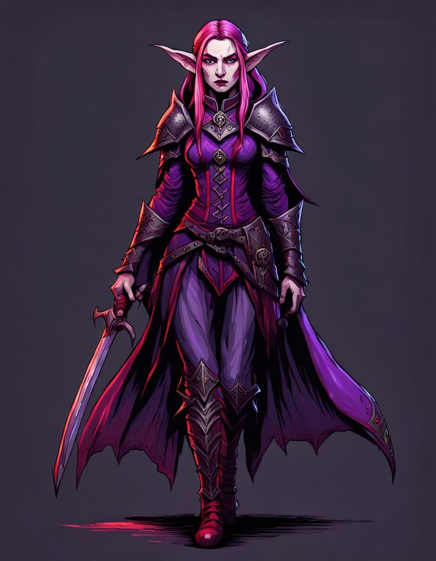 Gothic Elf Warrior in Dark Fantasy Style