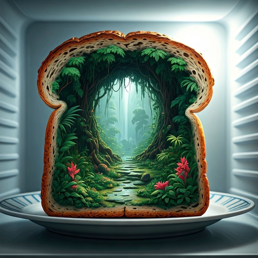 Miniature Rainforest on Moldy Bread Slice