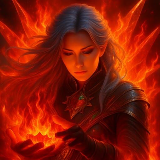 Fire Nymph Staring into Ice Mirror