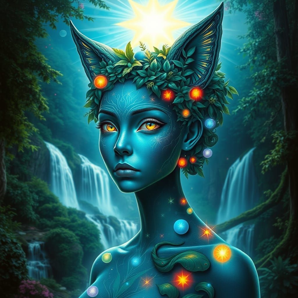 Surreal Digital Fantasy Portrait with Ethereal Mysticism