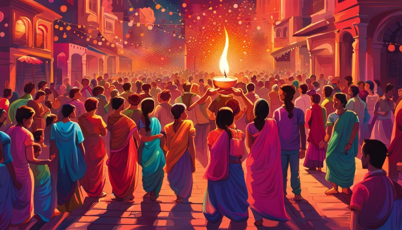 Celebration of Diwali in the Streets