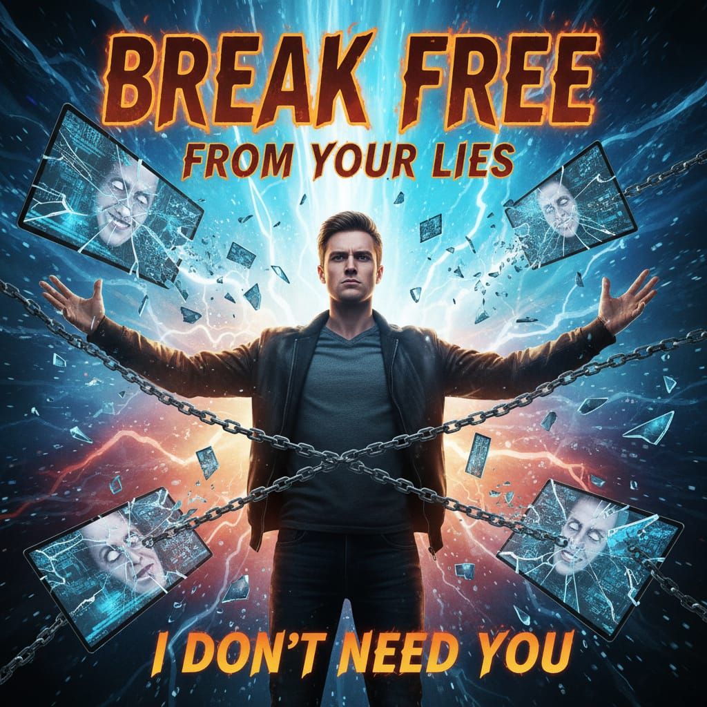 Man Breaking Free From Chains in Dramatic Lighting