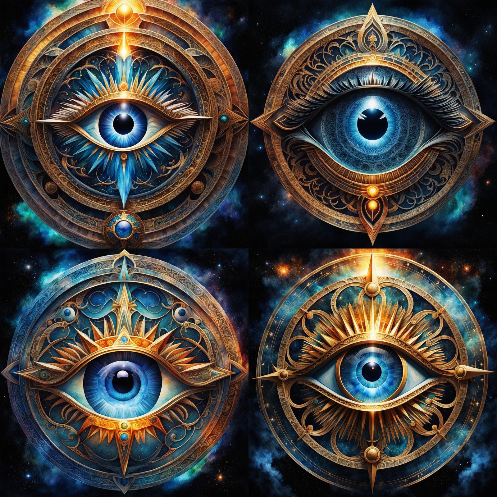 Celestial Eye of God in Watercolor Art