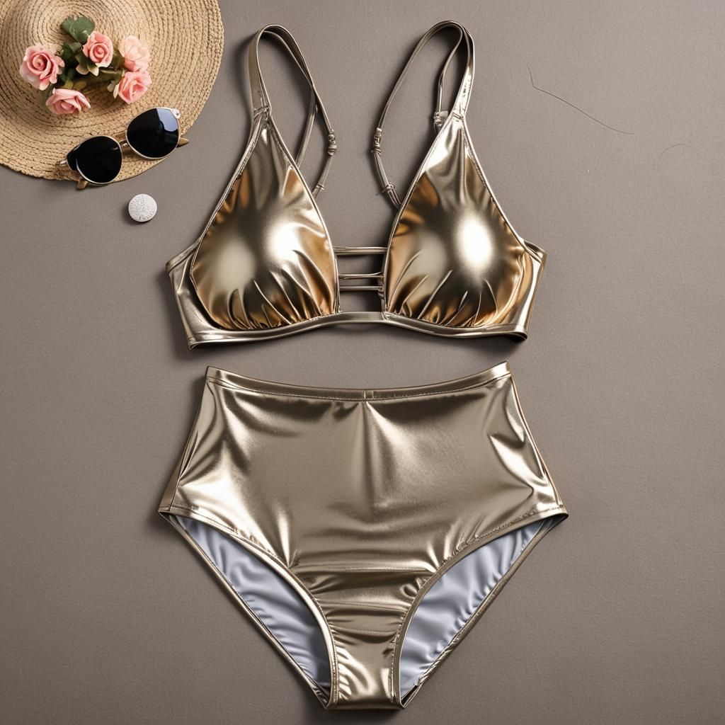 Metallic Bikini: Futuristic AI Fashion