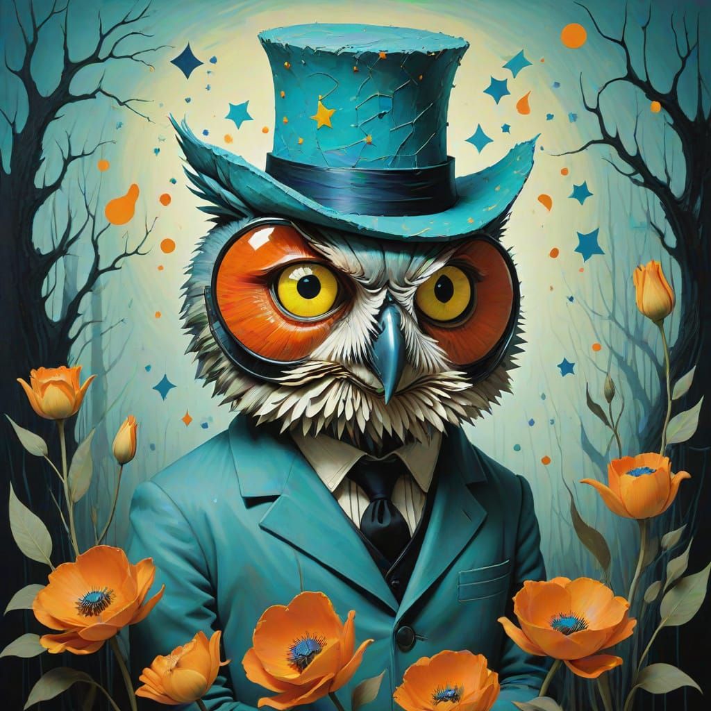 Whimsical Surreal Birthday Portrait in Alebrije Style with S...