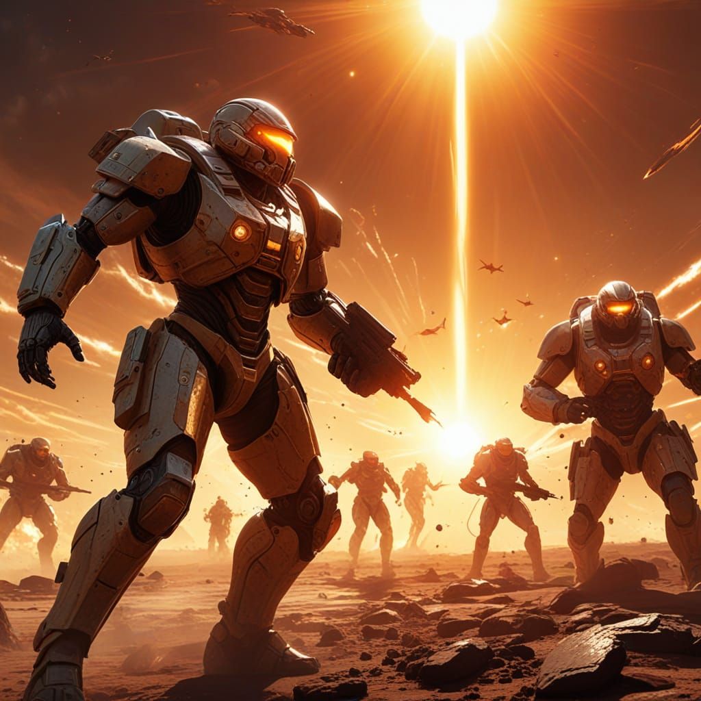 Epic Sci-Fi Battlefield on the Sun's Surface