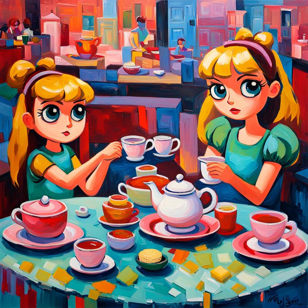 Powerpuff Girls Host Tea Party as Expressionist Painting