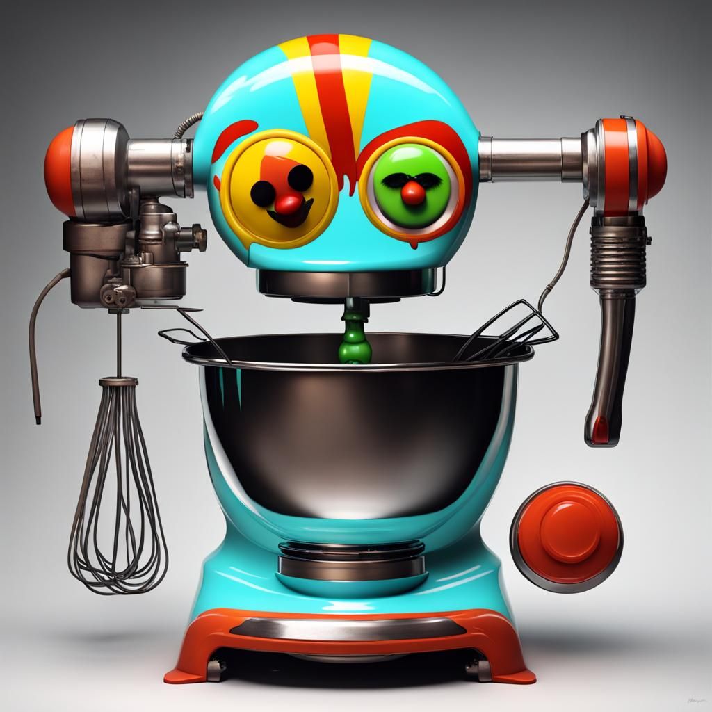 Sinister Cartoon Witch Mixer with Clown Face