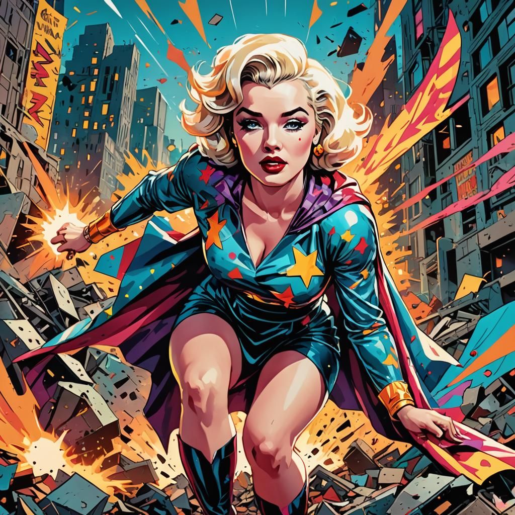 Retro Comic Book Marilyn Monroe Supervillain Illustration