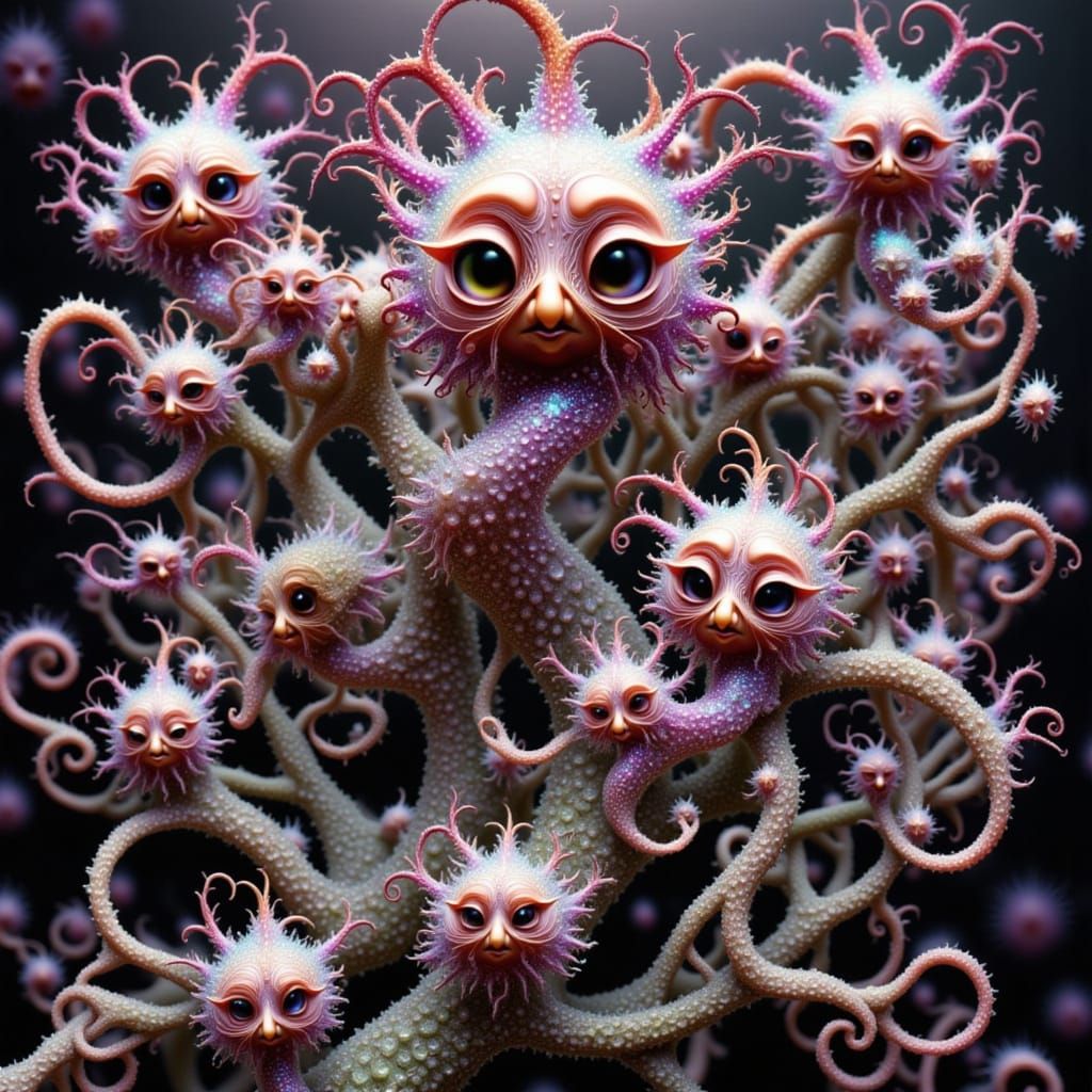 Whimsical Gargoyle Creatures in Vibrant Bloom