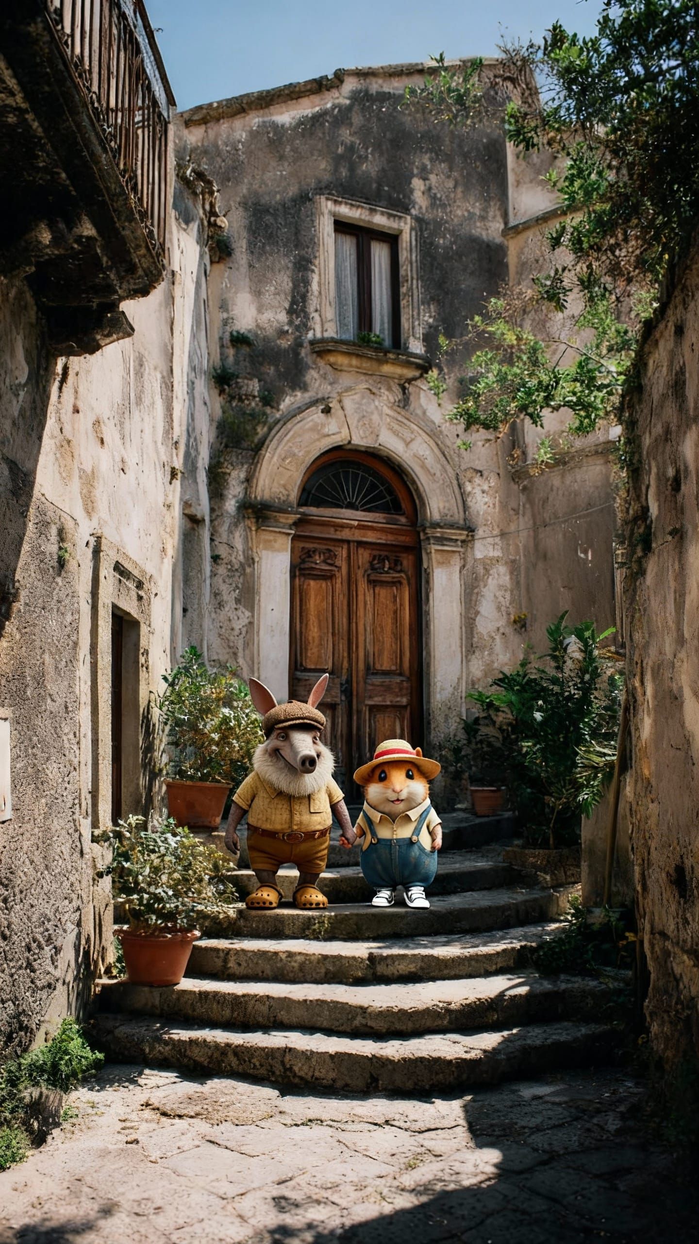 Aardvark and Hamster Explore a Bustling Town