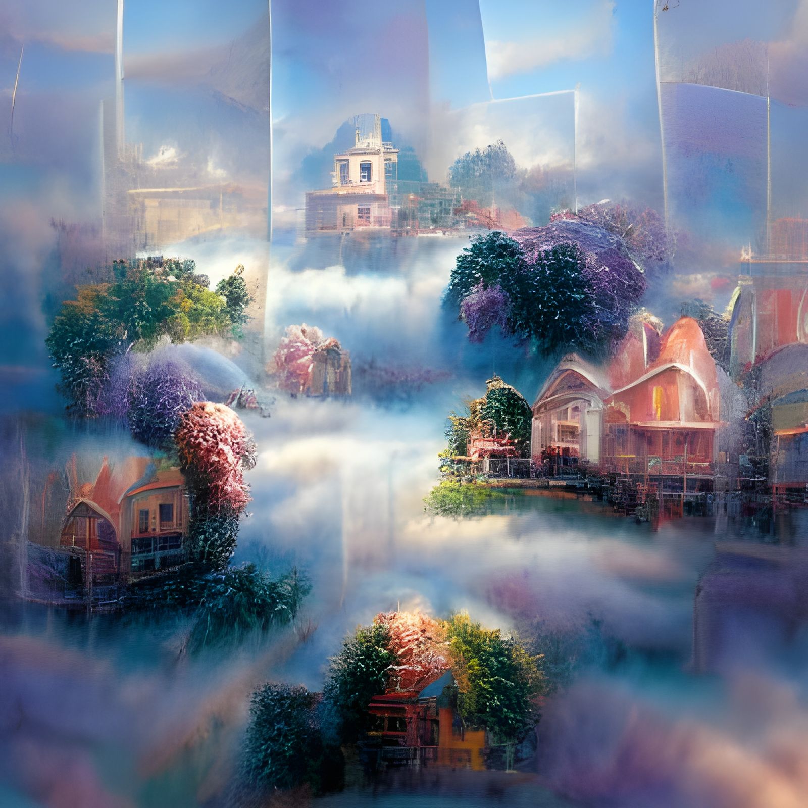Ethereal Fantasy Cityscape in Luminist Style