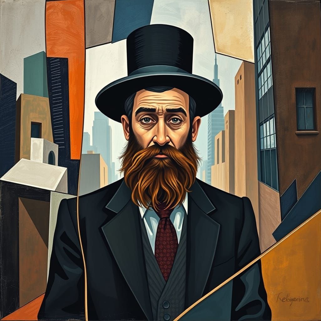 Cubist Portrait of a Hasidic Jewish Man