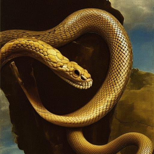 Detailed Snake Portrait in the Style of Old Masters