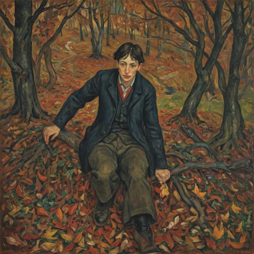 Melancholic Autumnal Transition in Expressionist Style