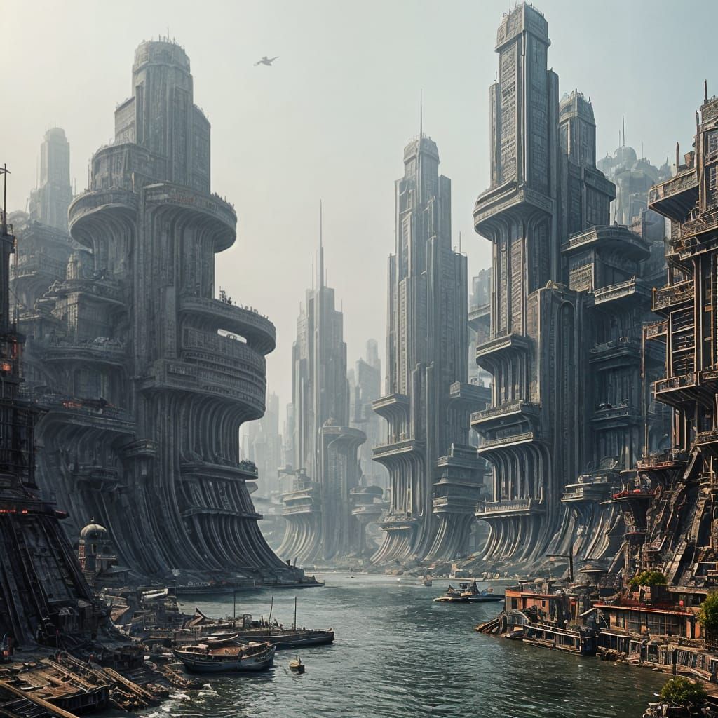 Dystopian Brutalist City Inspired by Beksiński